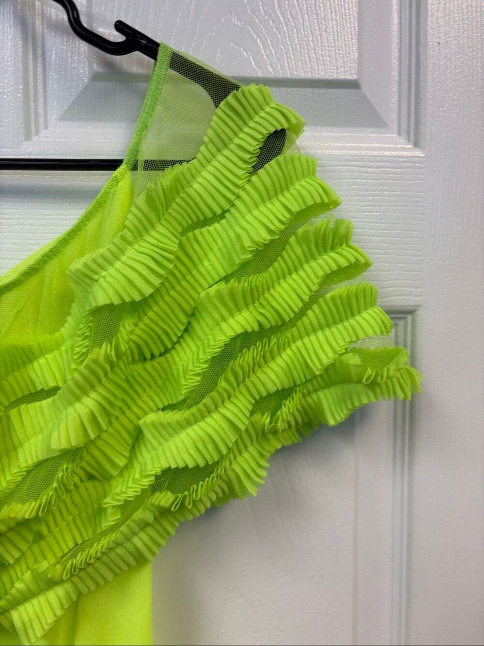 Neon Green Ruffled Bodysuit - Picture 4 of 5